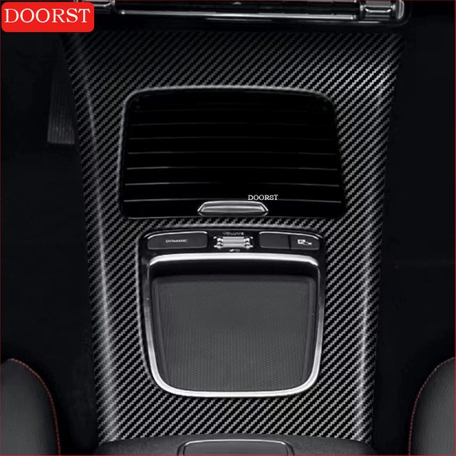 Carbon Faser Mittelkonsole Abdeckung und Trim Panel Rahmen für Mercedes Benz A Klasse und CLA Klasse W177 C118 in Schwarz - Bild 1