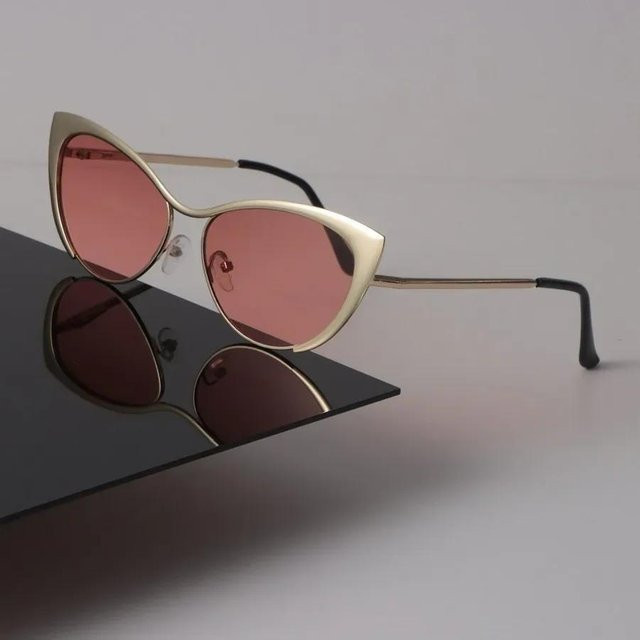 Sonnenbrille Cat Eye, Metall, Vollrand, braun, Unisex, verspiegelt - Bild 1