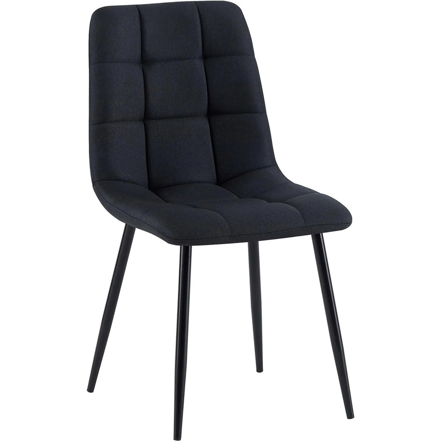 DELUKE Esszimmerstuhl FANOR in Schwarz mit Steppmuster aus Stoff und Metall, B/T/H: 45 x 55 x 84 cm - Bild 2