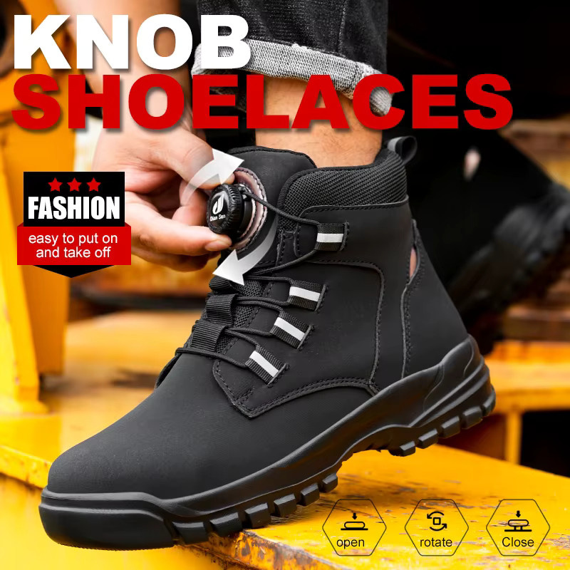 Kankeirr Wasserfeste Herren-Arbeitsstiefel mit Stahlkappe und Kevlar-Einlegesohle in Schwarz - Bild 2