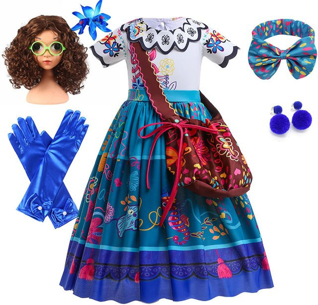 MESOQ Disney Encanto Kostüm-Spielkleid mit Tasche, Mädchen, Bunt/Mehrfarbig - Bild 1
