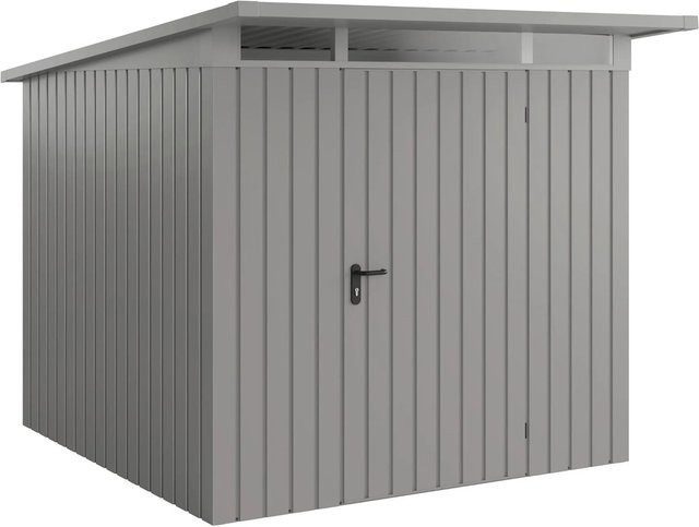 EcoStar Gerätehaus Euroline Pultdach in Graualuminium mit 1-flügliger Tür und Oberlicht aus Acrylglas, B/T/H: 262 x 229 x 204 cm - Bild 1