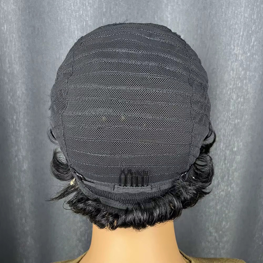OYM HAIR Echthaar-Perücke, lockig, Pixie-Schnitt, Damen - Bild 3