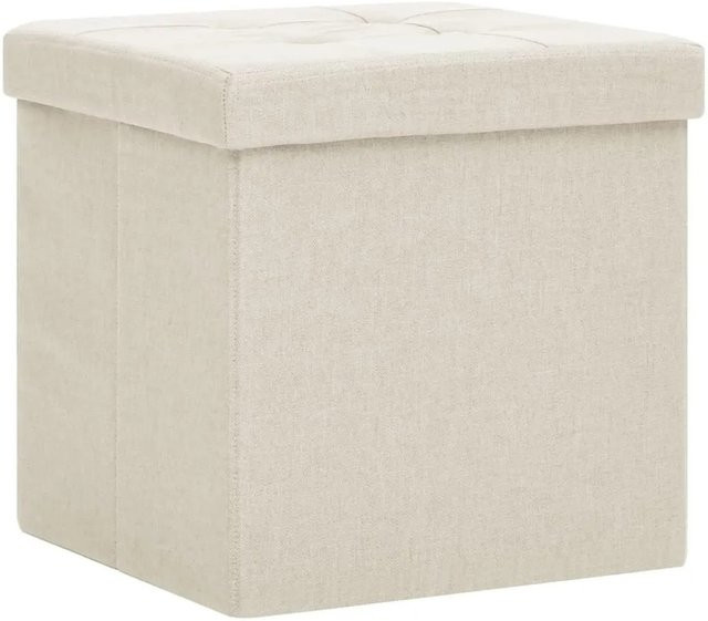 vidaXL Hocker mit Stauraum in Cremeweiß Leinenoptik B/T/H: 38 x 38 x 38 cm - Bild 1