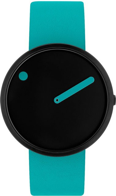PICTO Analoguhr, Quarz, Edelstahl, Leder, Schwarz, 40 mm, Unisex - Bild 1
