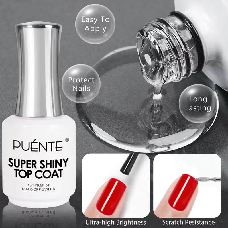 PUENTE Glass Cat Eye Gel No-Wipe Top Coat, 15 ml, Glänzend - Bild 4