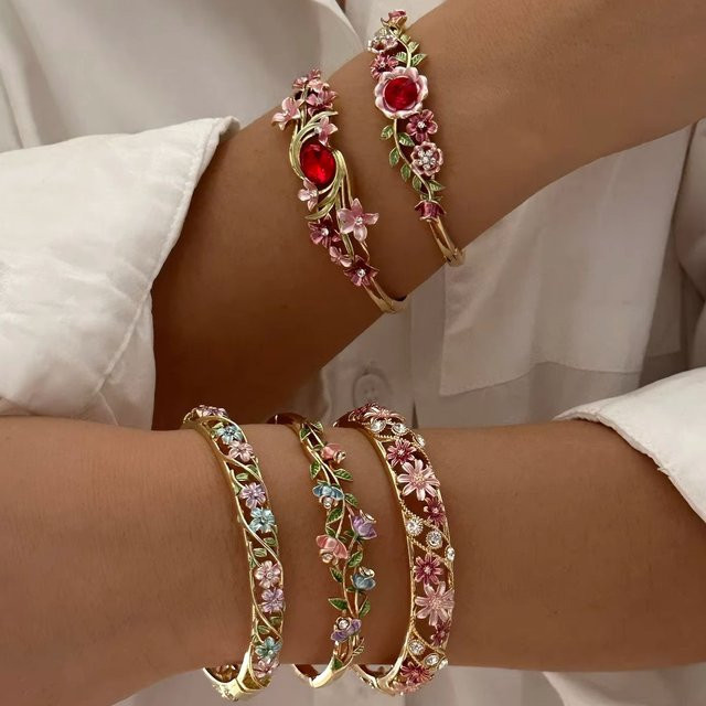 BELLA-Bee Armreifen, Gold, Kristall, Vintage, Damen - Bild 1