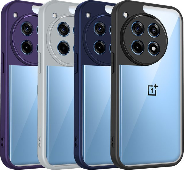 OnePlus 12R und OnePlus Ace 3 Handyhülle mit transparenter matter Rückseite und Silikon-Bumper aus Hartschale - Bild 1
