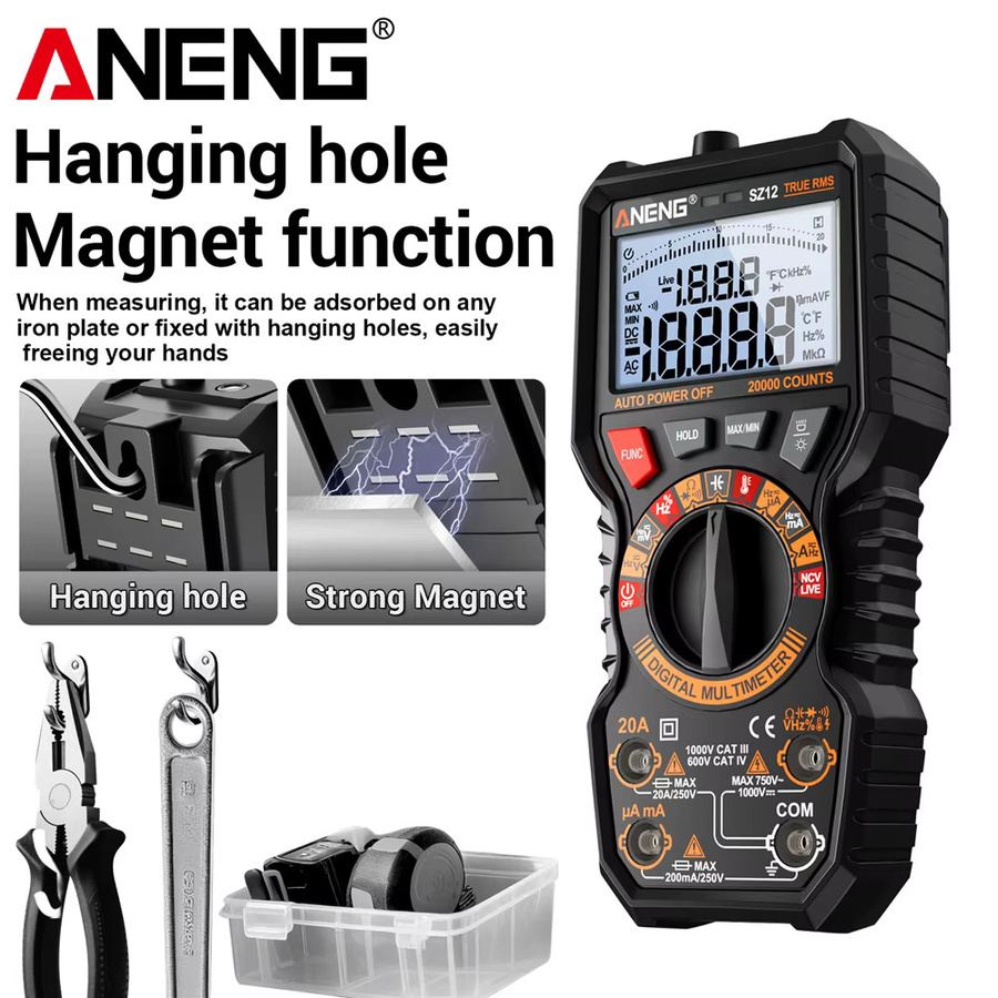ANENG SZ12 Digitales Multimeter True RMS mit 20.000 Zählungen, professionelles AC/DC Voltmeter und Amperemeter in Schwarz - Bild 2