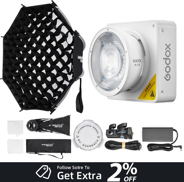 Godox ML100BI 120W Studio LED-Aufnahmelicht Set mit Ambitful Q3 60cm Softbox und Speed Ring in Weiß - Bild 1