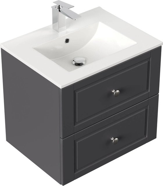 Waschbeckenunterschrank Posseik Cottage Anthrazit matt B: 62 cm, H: 46,5 cm, T: 56 cm - Bild 1