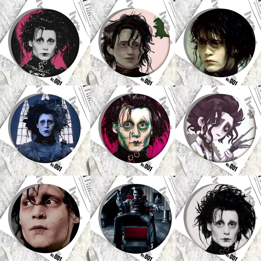 E-Edward S-Scissorhands Runde Abzeichen Brosche, Anstecknadel - Bild 2