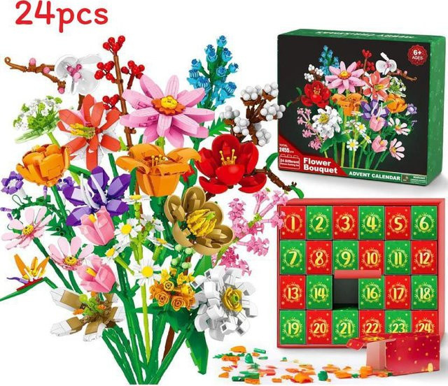 CanvasHue Weihnachtsblumenstrauß Countdown Adventskalender Bausteine Box - Bild 1