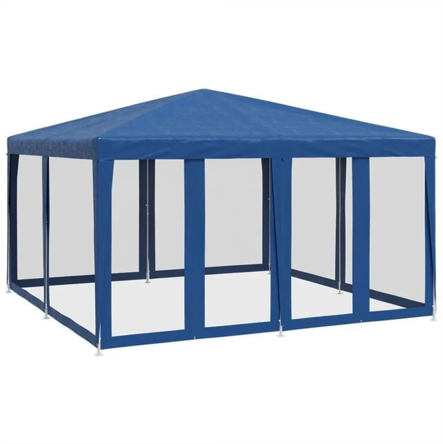 Furnicato Partyzelt Blau aus HDPE mit 8 Mesh Seitenteilen B x T: 400 x 400 cm - Bild 1