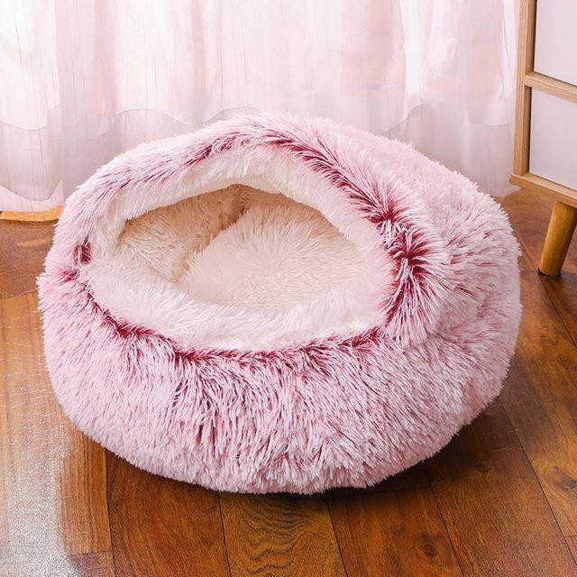 Haustierhütte Höhle für kleine und mittelgroße Hunde von Household supplies MH, halbgeschlossen mit Plüsch, Durchmesser: 40 cm - Bild 1