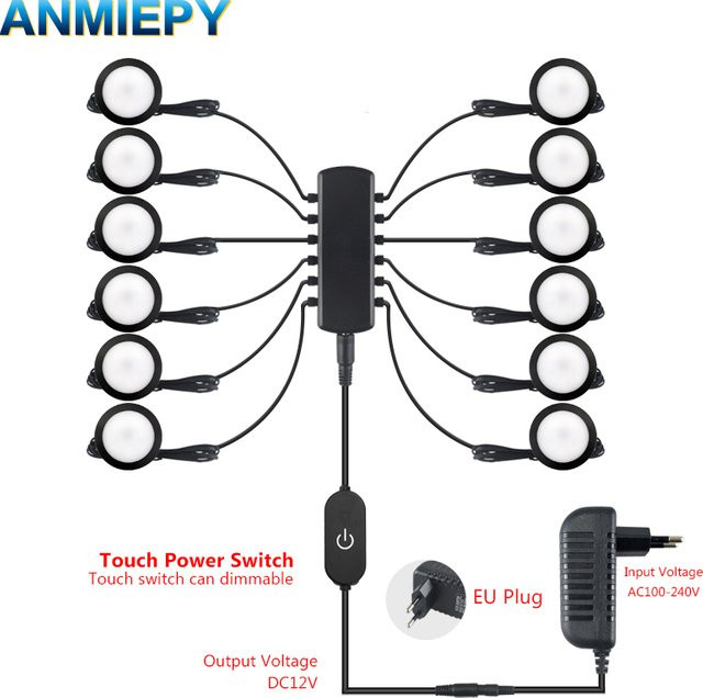 ANMIEPY LED-Unterschranklampe rund in Schwarz für Kleiderschrank und Küchenschrank-Innenbeleuchtung mit 5 W - Bild 1
