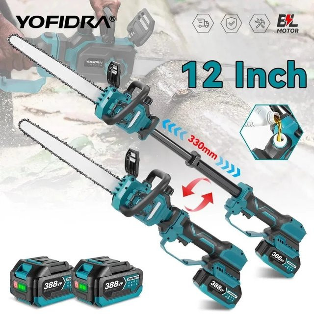 YOFIDRA Elektrische Astsäge mit 12 Zoll Teleskopstange und 7000 W Bürstenlosem Motor für Makita 18 V Akku, Mehrfarbig - Bild 1