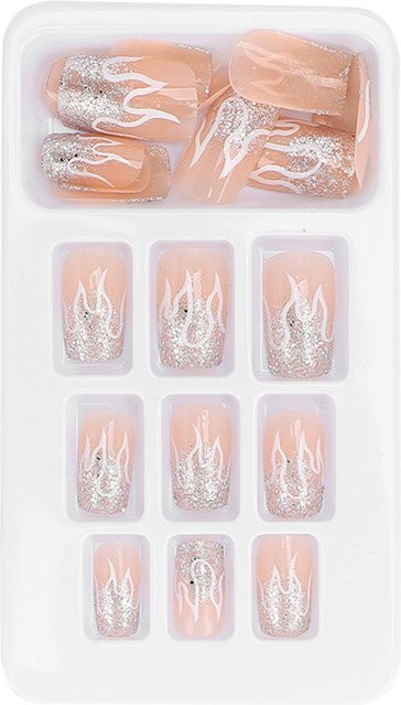 Koogeelife Künstliche Nägel, 24 Stück, White, Glänzend, Unisex - Bild 1