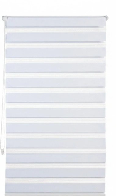 Relaxdays Doppelrollo Klemmfix Day & Night aus Polyester in Weiß, B: 80 cm x H: 150 cm - Bild 1