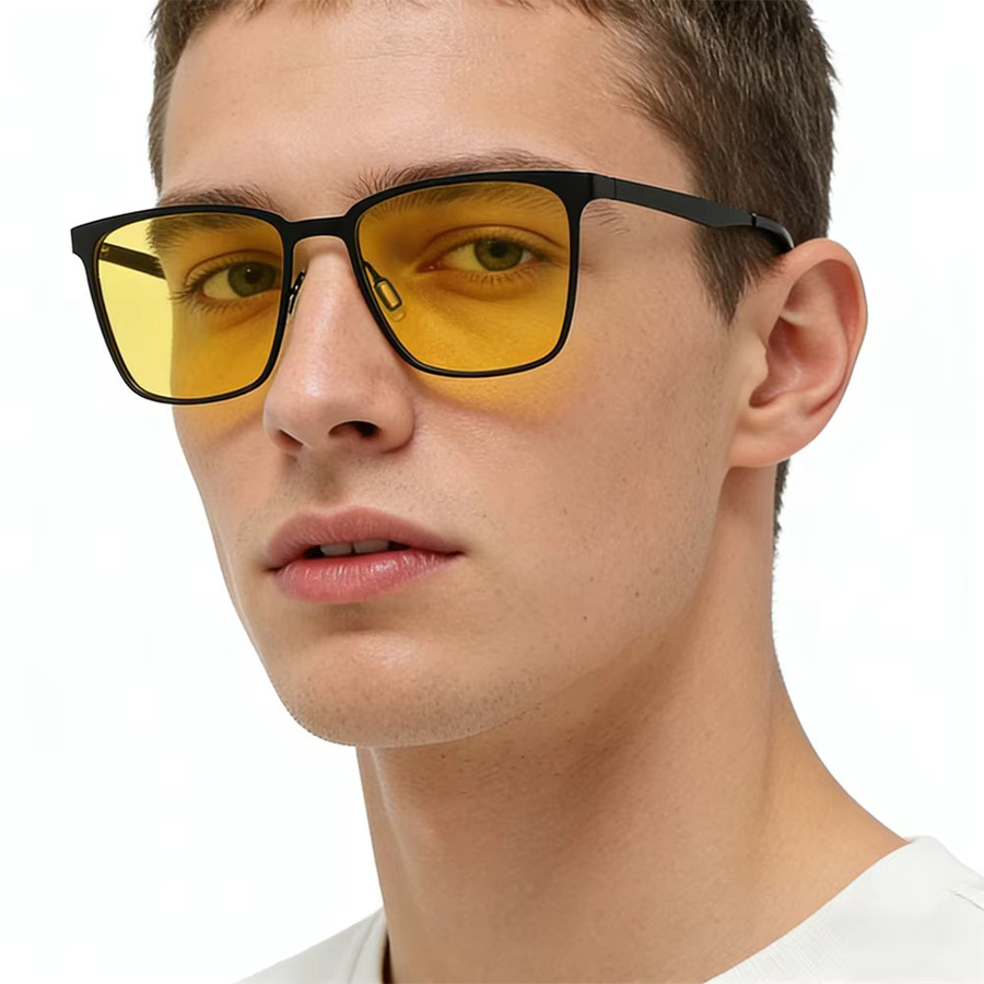 VIVIBEE Nachtsichtbrille, Gelb, Metall, Vollrand, quadratisch, Unisex - Bild 2