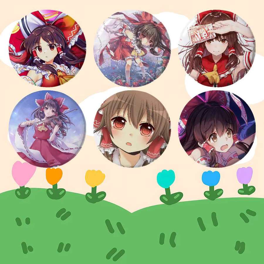 Bilibili Anstecknadel Reimu Hakurei Anime, Runde Brosche - Bild 2