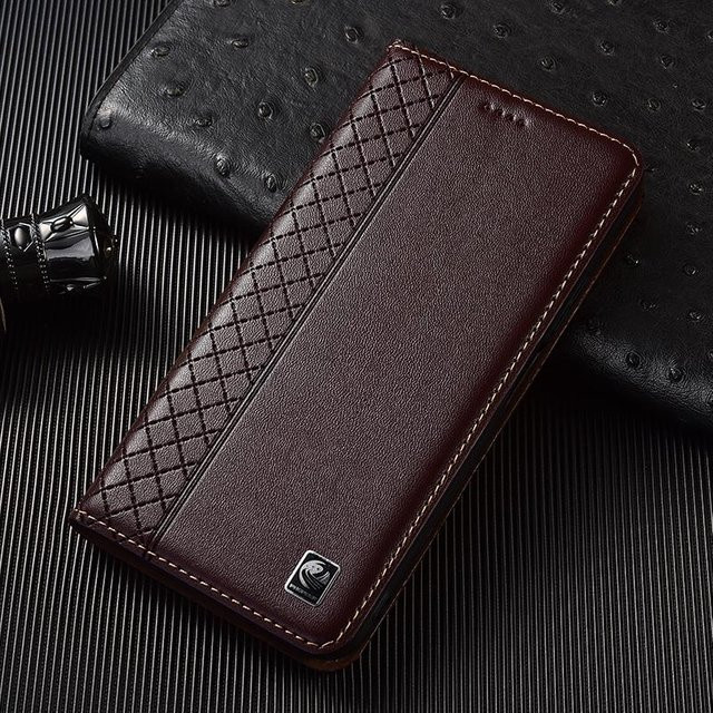 Napa Echtleder Flip Case für Motorola Moto Edge Serie in Kaffeebraun - Bild 1
