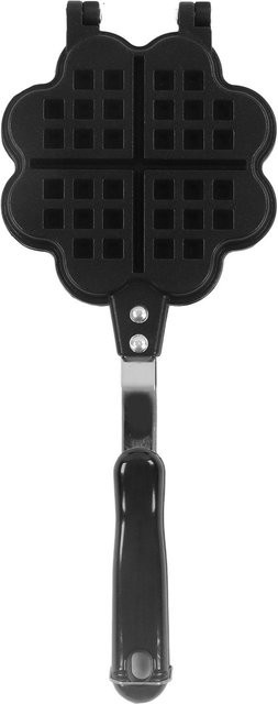 CosyHome Doppelseitige Waffelpfanne mit Blumen-Herzform aus Aluminium, Antihaftbeschichtung, Schwarz - Bild 1