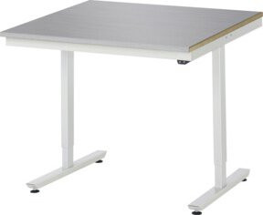 Rau Arbeitstisch Adlatus elektrisch höhenverstellbar mit Edelstahlbelag, silber/lichtgrau, B/T/H: 100 x 100 x 72-112 cm - Bild 1