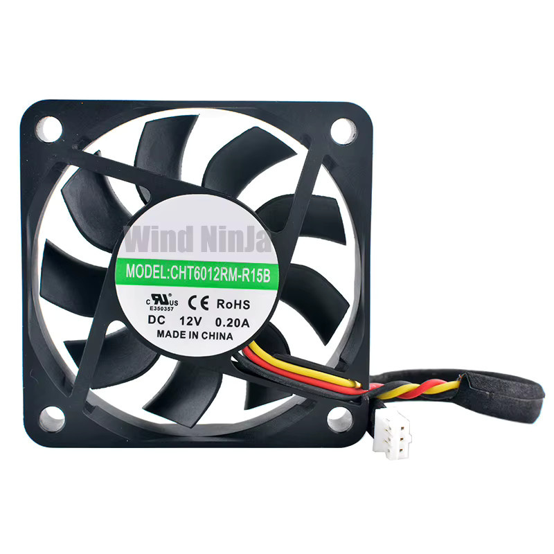 ANCHAOPU Axiallüfter CHT6012RM-R15B in Schwarz, B/T/H: 60 x 60 x 15 mm, DC 12 V, 0,20 A, 3-polig - Bild 2