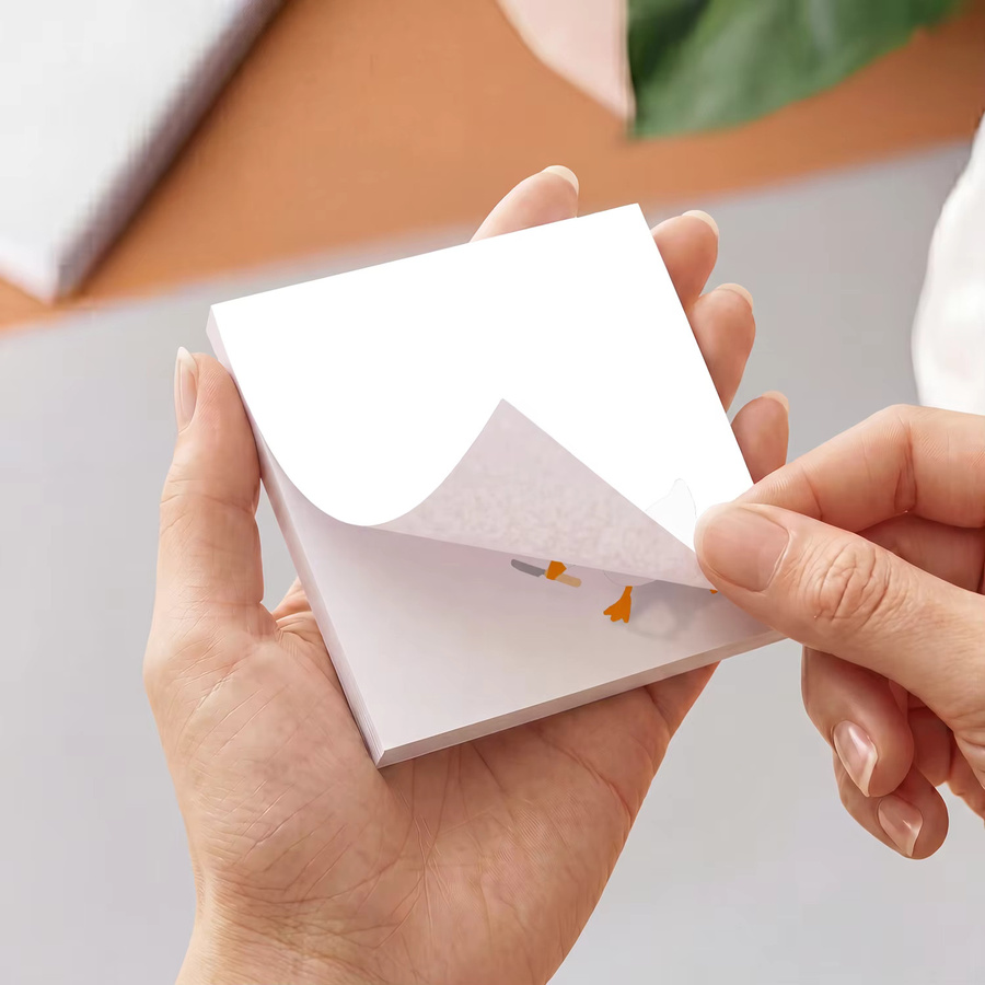 2 Stück Enten-Haftnotizen mit 100 Blatt, niedliche selbstklebende Notizblöcke mit Tiermotiven in Weiß - Bild 2