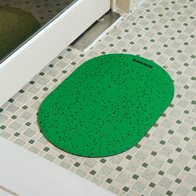 VIKAMA Dopamin Badezimmer-Fußmatte oval, grün, rutschfest und schnelltrocknend - Bild 1