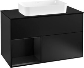 V&B Waschtischunterschrank Finion 100 mit Wandbeleuchtung, Blau Lackiert, B/T/H: 100 x 50,1 x 50,1 cm - Bild 1