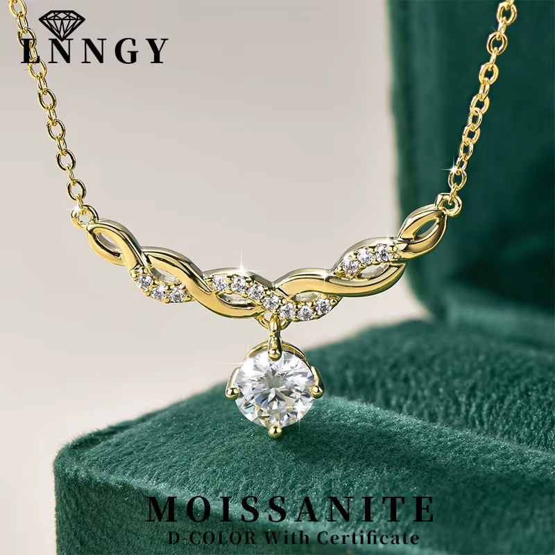 Lnngy Halskette, Moissanit, 14 Karat Gold gefüllt, Damen - Bild 4