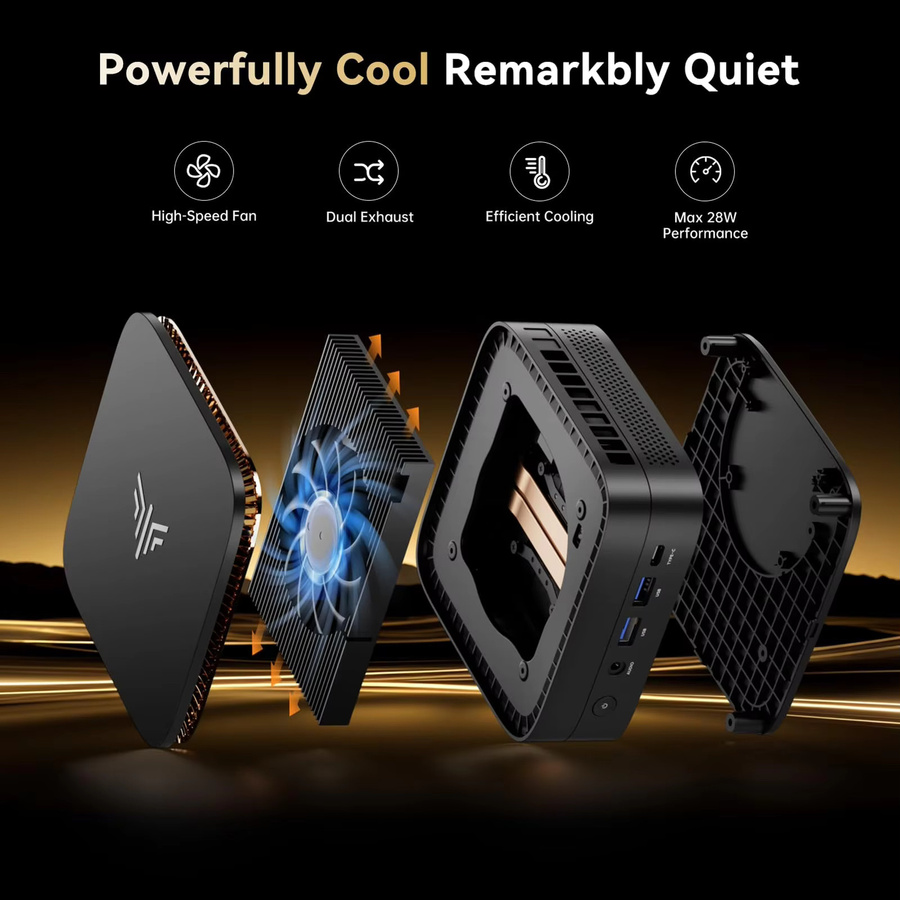 KAMRUI P1 Gaming Mini-PC mit AMD Ryzen R2544, 16GB RAM, 256GB SSD, Windows 11 Pro, Wifi5, Bluetooth 4.2, 4K Dreifach-Display, Schwarz - Bild 2