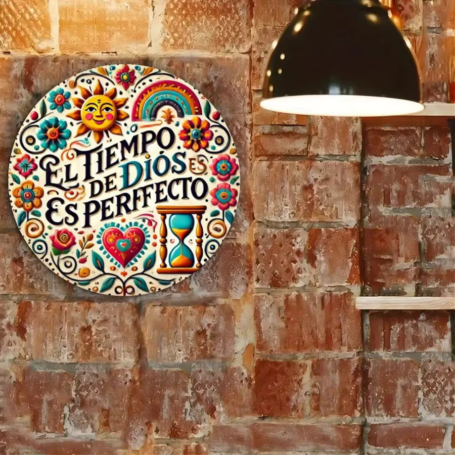 Potdemiel Eisenkunstschild El Tiempo de Dios Es Perfecto Wanddekoration aus Metall für Zuhause und Terrasse - Bild 4