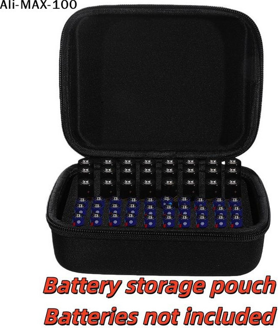 AyS Tragbare Batterie-Aufbewahrungsbox für 54 AA/AAA Batterien, EVA-Organizer-Tasche in Schwarz - Bild 1