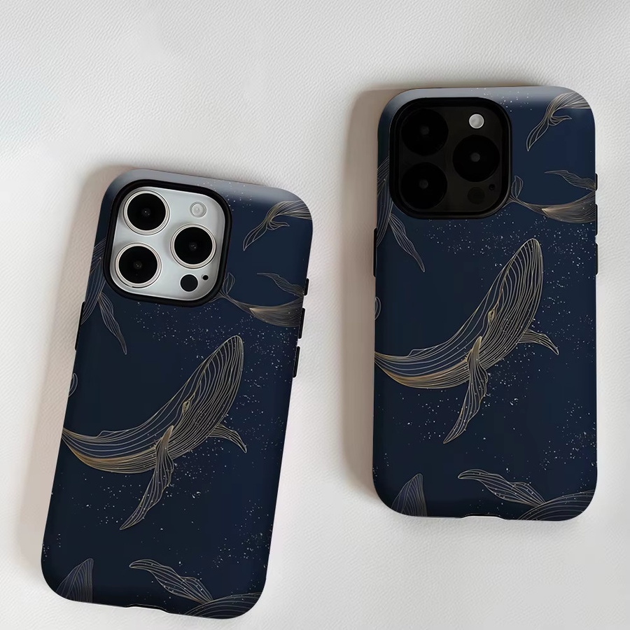 Potdemiel Gold-Line-Wale Handyhülle mit Magnetfunktion für iPhone 17 16 15 14 13 Pro Max Plus, robuste doppelschichtige Schutzhülle in Gold und Blau - Bild 6