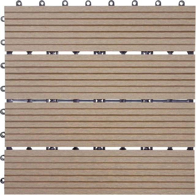 MCW WPC Bodenfliese Sarthe Holzoptik Teak Linear, Farbe: Braun, 11 Stück, B/T: 30 x 30 cm - Bild 1