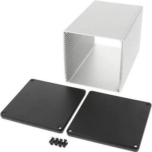 Hammond Electronics 1455NS1602 Universal-Gehäuse aus extrudiertem Aluminium in Silber und Transparent, B/T/H: 160 x 103 x 103 mm - Bild 1