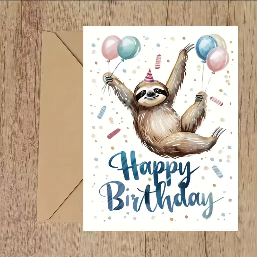 Geburtstagskarte mit Faultier-Design und Umschlag in Beige und Multicolour aus Papier - Bild 4