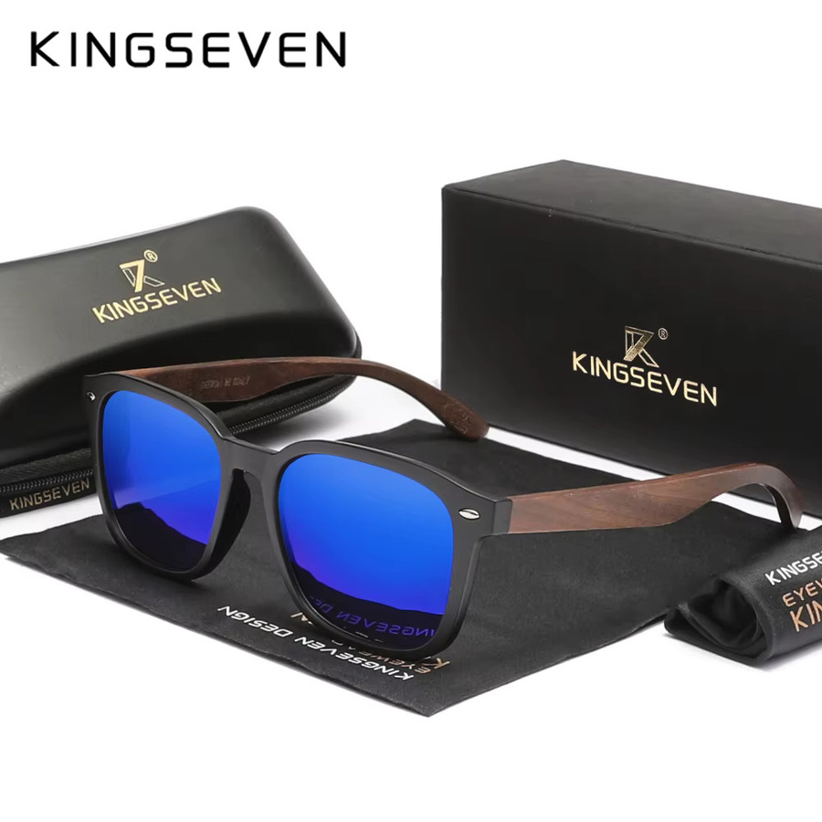 KINGSEVEN Sonnenbrille, Holz, quadratisch, Vollrand, braun, Unisex - Bild 2