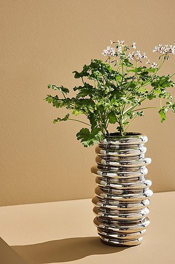 Beth Vase Pastill in Silber, minimalistische Tischvase aus Keramik und Glas, Höhe: 28,5 cm, Durchmesser: 16,0 cm - Bild 1