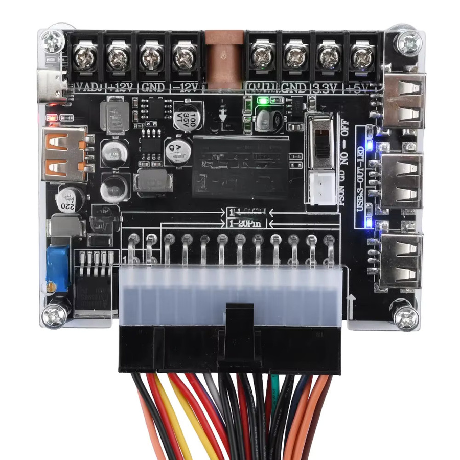Diymore ATX Power Adapter Board mit einstellbarer Spannung, rotem Digital Display und USB-C Unterstützung für PD 2.0/PD 3.0, 20/24 Pin Modul in Rot und Schwarz - Bild 7