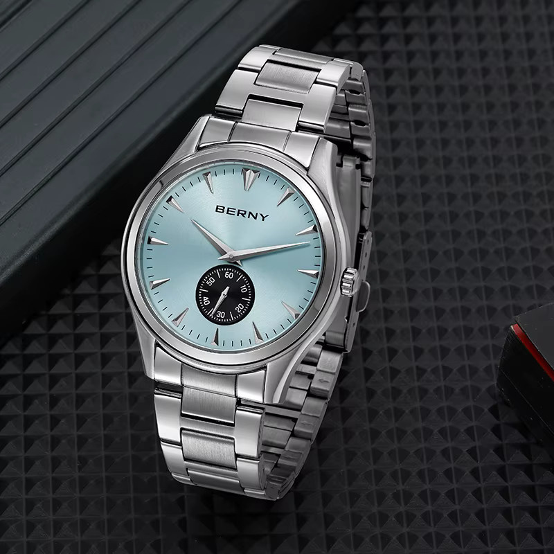 BERNY Armbanduhr, Quarz, Edelstahl, Blau, Herren - Bild 2
