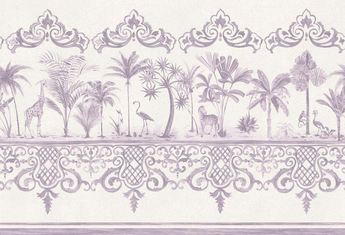 Cole & Son Tapete Rousseau Dove in Lila mit floralem Tiermotiv aus Vlies - Bild 1