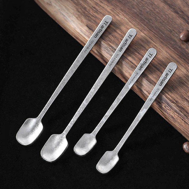 Tiartisan 2er-Set Titan-Löffel in Silber, ultraleichtes Camping-Geschirr für Kaffee, Tee, Dessert und Eiscreme - Bild 1