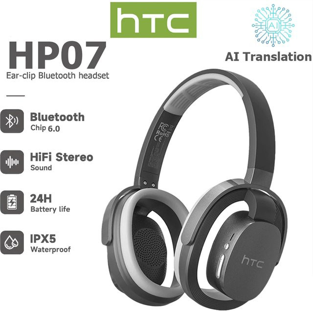 HTC Original AI Translate Kopfhörer HP07 Gold Bluetooth HiFi-Stereo-Sound Sport- und Gaming-Headset mit Mikrofon und geringer Latenz - Bild 1
