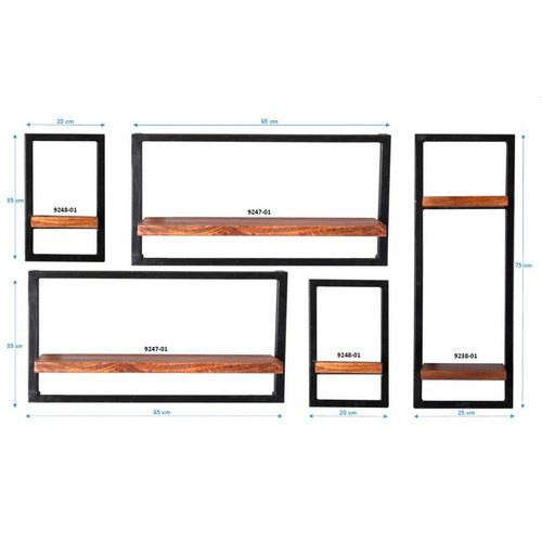 SIT Wandregal PANAMA mit 6 Fachböden aus Holz und Metall in Braun, B/T/H: 60 x 25 x 75 cm - Bild 3