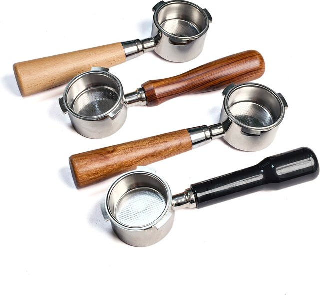 3Ears Bodenloser Kaffee-Siebträger mit Holzgriff in Braun, kompatibel mit Delonghi ECP Serie ECO / EM Serie, 51mm - Bild 1