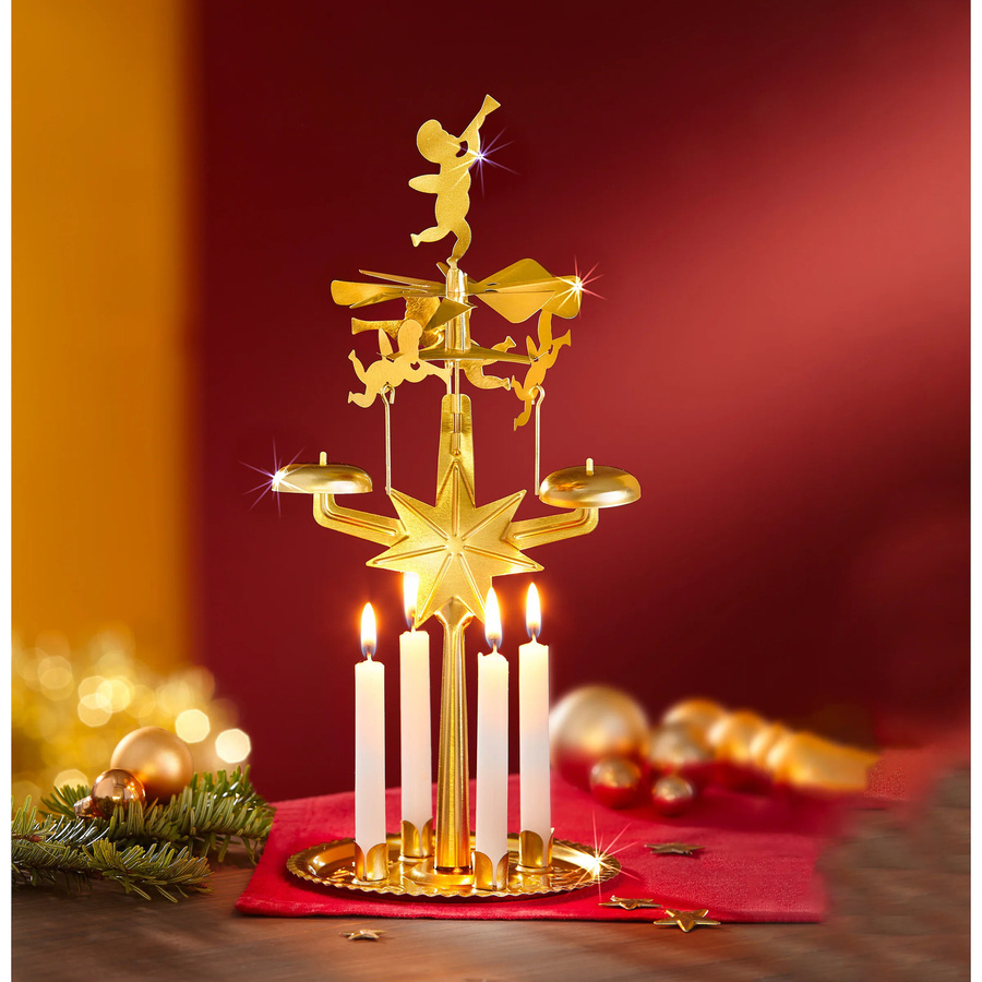 Knox Weihnachtsdekoration Lichter-Glockenspiel mit Engel und 4 Kerzen in Gold und Weiss - Bild 2